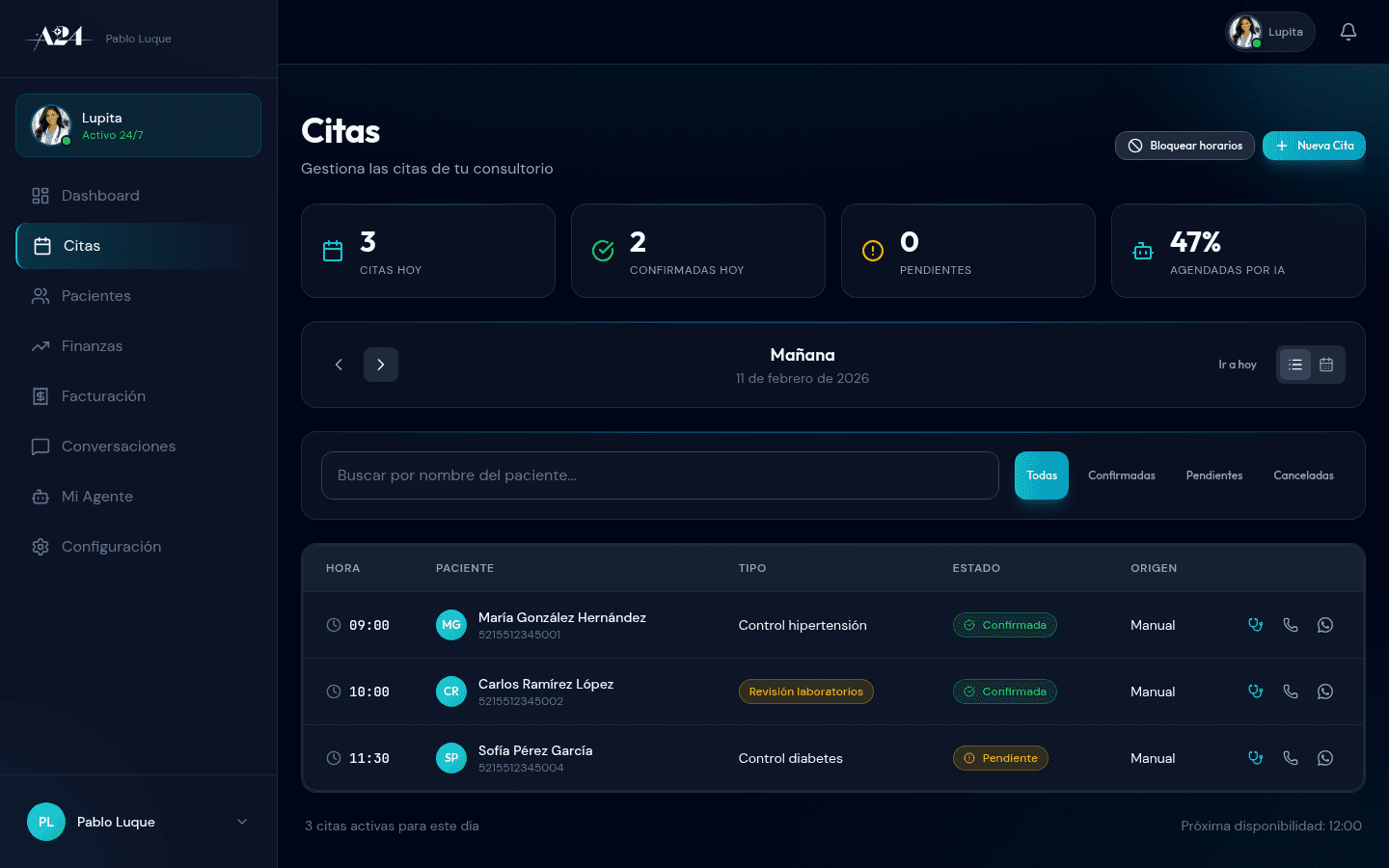 Lista de citas en Doktor
