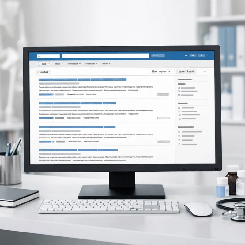 Pantalla mostrando análisis clínico con evidencia de PubMed